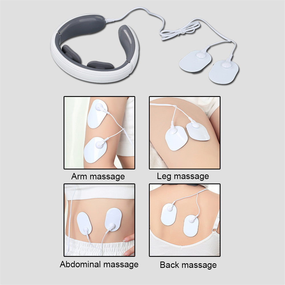 High-Quality Portable Electric Neck Massager with Pulse Back Relief - 6 Modes, Voice Broadcast, Heating & Kneading Therapy 