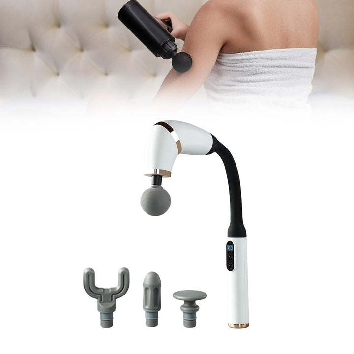 Premium Bent Handle Massage Gun for Deep Tissue Relief, Long Handle Electric Cervical Massager with Adjustable Speed & Modes 