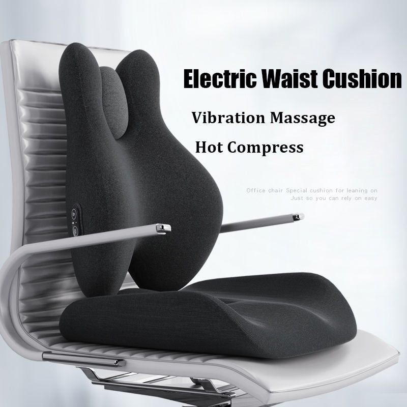 Premium Memory Foam Massage Chair Cushion Set – Electric Waist Pad with Hot Compress for Soreness Relief, Orthopedic