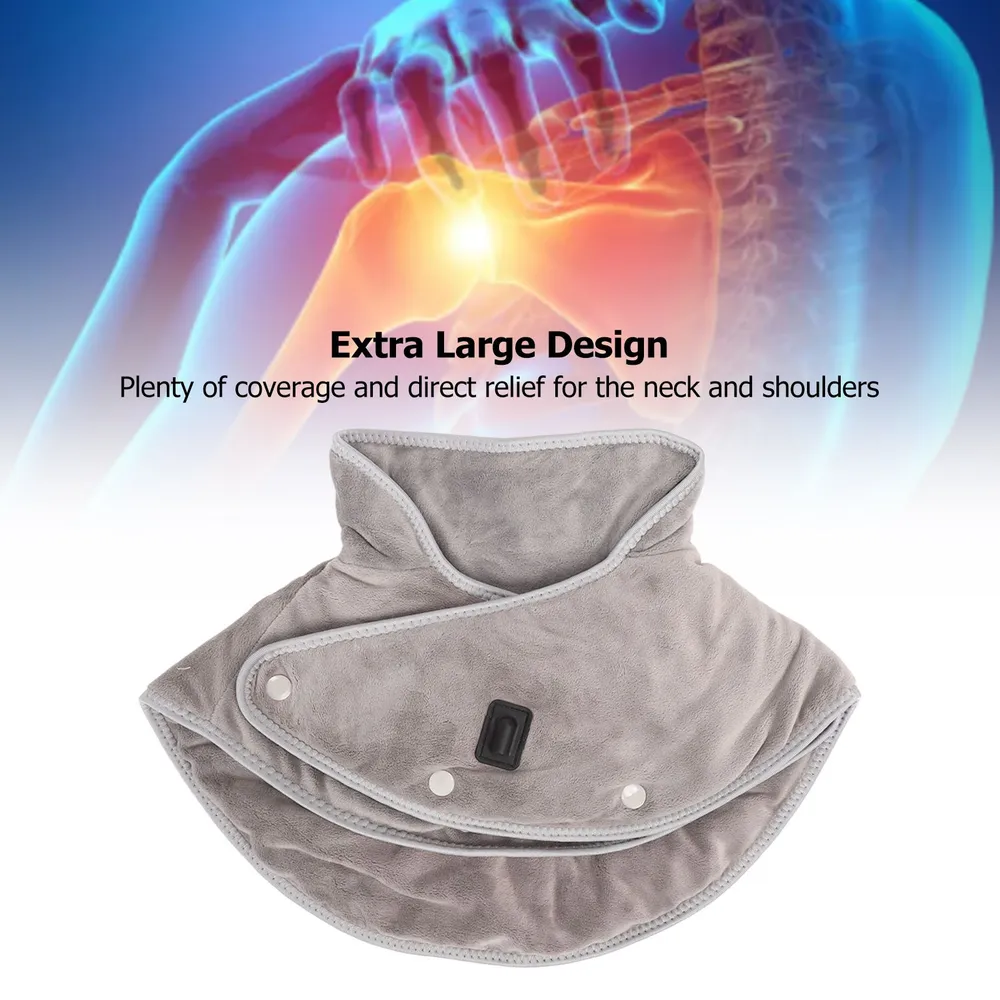 Luxury Electric Heating Shoulder and Neck Pad Massager with 3-Heat Levels, USB-Powered Hot Compress Shawl for Cervical, Back 