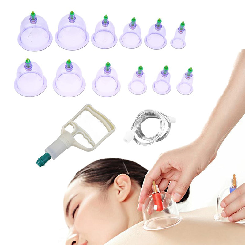 Premium Vacuum Cupping Therapy Set – 6, 12, or 24 Plastic Suction Cups for Massage, Relaxing Muscles, Pain Relief