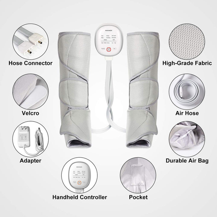 Luxury Air Compression Leg Massager for Circulation & Relaxation | Calf Wraps, Lymphatic Drainage, Body Shaping Pants with 6