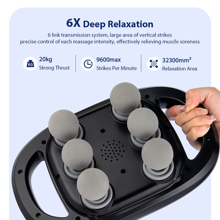 High-Quality Six-Head Massage Gun for Back & Body Relief, 20 Intensity Levels, Wireless High-Frequency Vibration, 6 Modes 