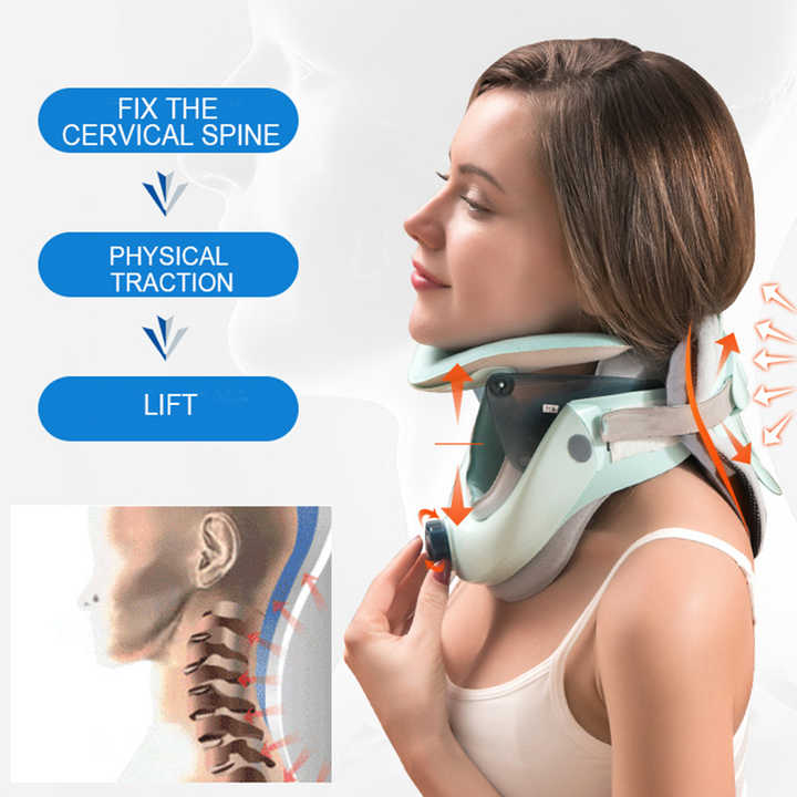 Premium Adjustable Neck Stretcher with Air Sac for Home Cervical Traction, Spine Alignment & Pain Relief, Lightweight and 