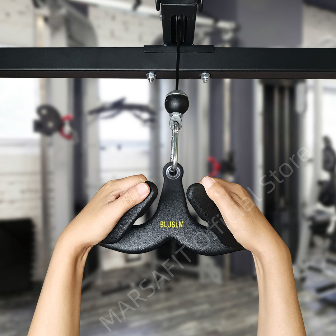 Premium Home Gym Lat Pull Down Handle Grip – T-Bar, V-Bar Row Handle for Biceps, Triceps, Back Muscle Workout, Cable Machine