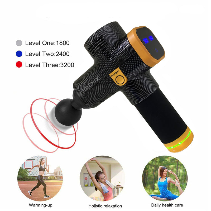 Premium Portable Massage Gun with 24V Deep Tissue Muscle Relief, 3/20 Speed Modes, 6 Interchangeable Heads, Low-Noise Motor 