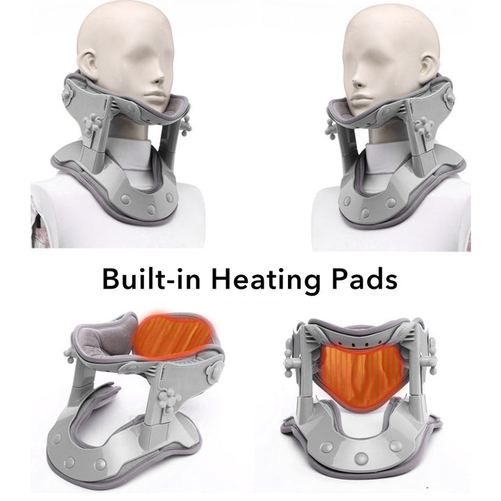 Premium Heating Neck Traction Collar with Adjustable Cervical Support, Hot Compression for Spine Alignment & Pain Relief, USB