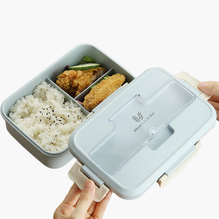 Premium Microwave Lunch Box – Wheat Straw Bento Box for Kids & Adults, Food Storage Container with Spoon & Chopsticks, Eco-