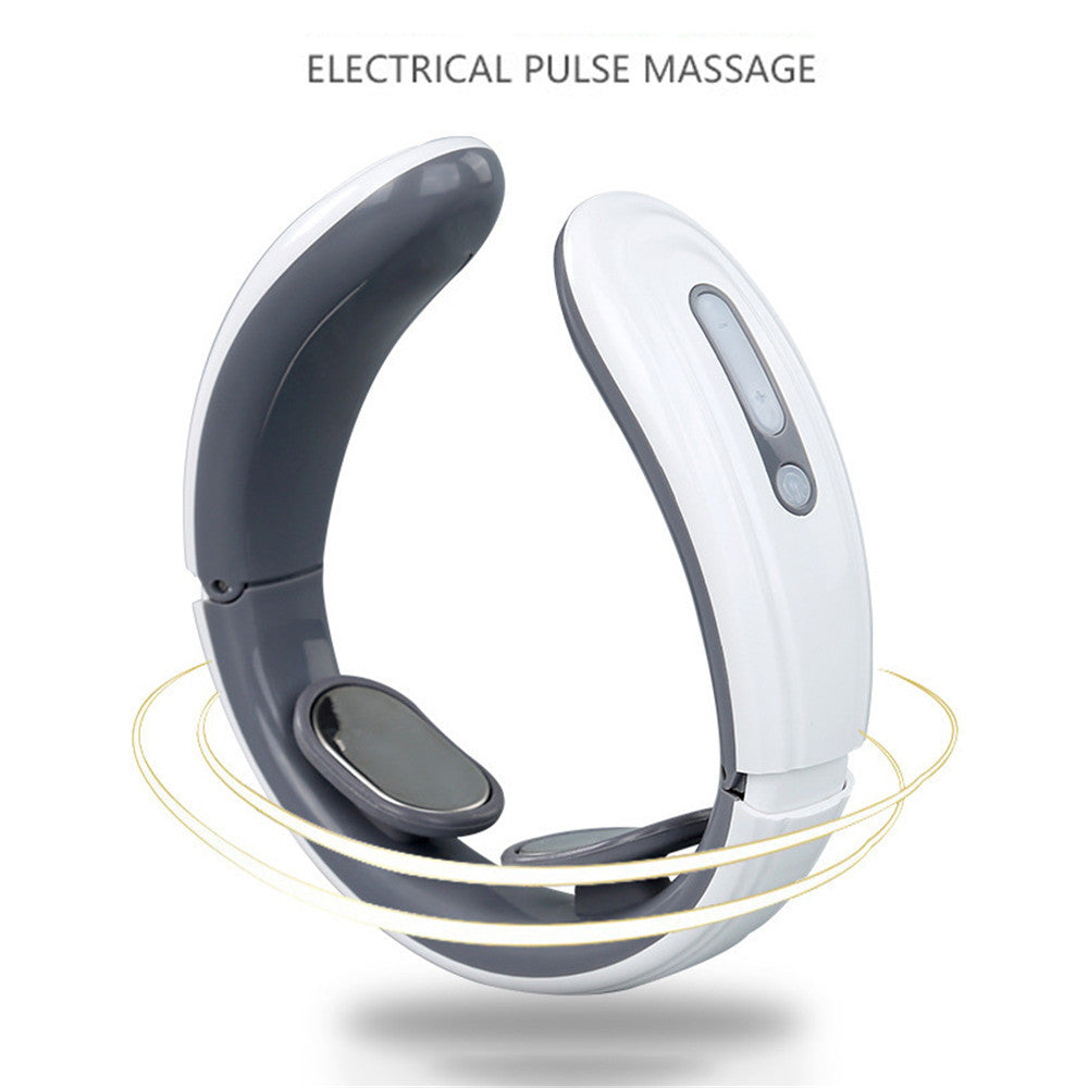 High-Quality Portable Electric Neck Massager with Pulse Back Relief - 6 Modes, Voice Broadcast, Heating & Kneading Therapy 