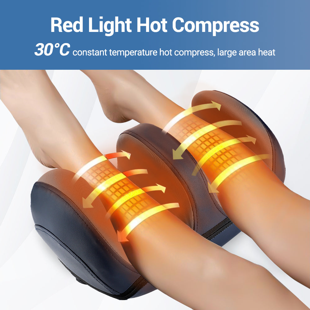 Luxury Smart Foot Massager with Red Light Hot Compress, Electric Calf & Leg Muscle Relaxer, Kneading Massage, Remote 