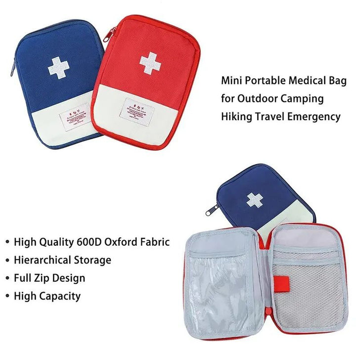 Premium Mini Portable First Aid Kit – Compact Medical Emergency Organizer, Household Medicine Storage Bag for Outdoor 