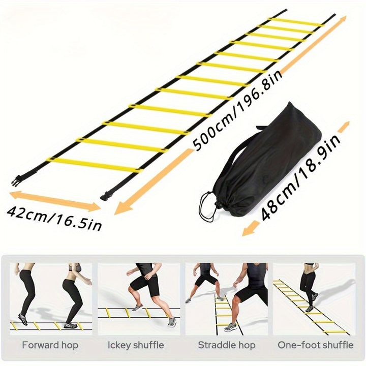 Premium Agility Ladder for Speed & Flexibility Training – Nylon Strap Jumping Ladder with Logo Disks – Soccer, Football, )