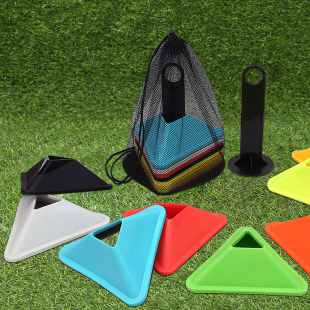 Premium Football Training Discs – 5PCS Triangular Markers for Soccer & Sports Agility Training – Durable PE Material,