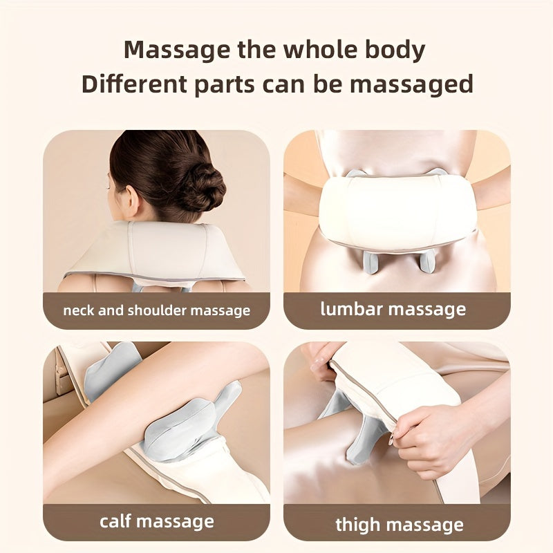 Luxury Neck and Shoulder Massager with Heat, Deep Tissue Shiatsu Kneading for Pain Relief, Electric Rechargeable Massage