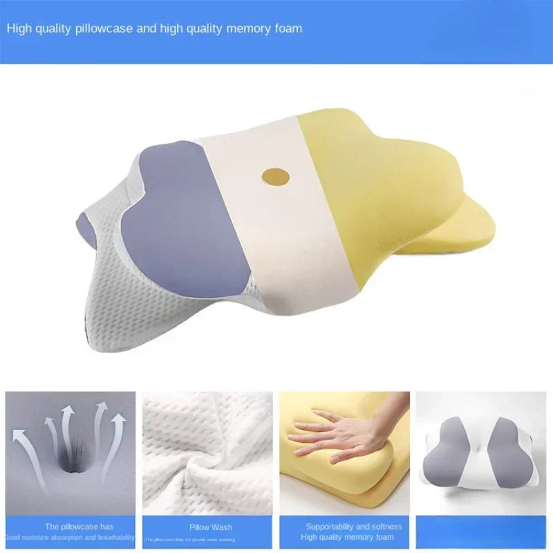 High-Quality Ergonomic Memory Foam Cervical Pillow - Neck & Shoulder Support, Adjustable for Side, Back & Stomach Sleepers, 