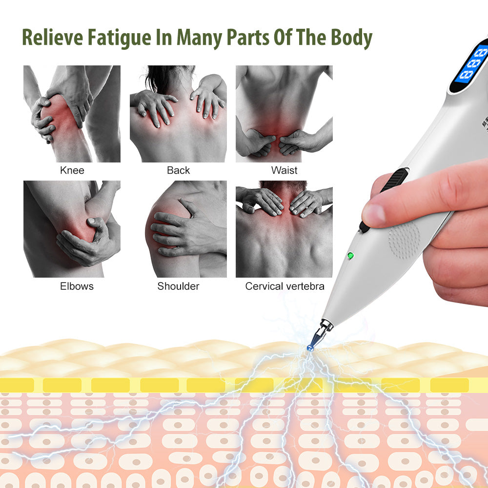 Premium USB Rechargeable Acupuncture Pen with TENS Meridian Energy, Full Body Muscle Stimulator & Intelligent Acupoint 