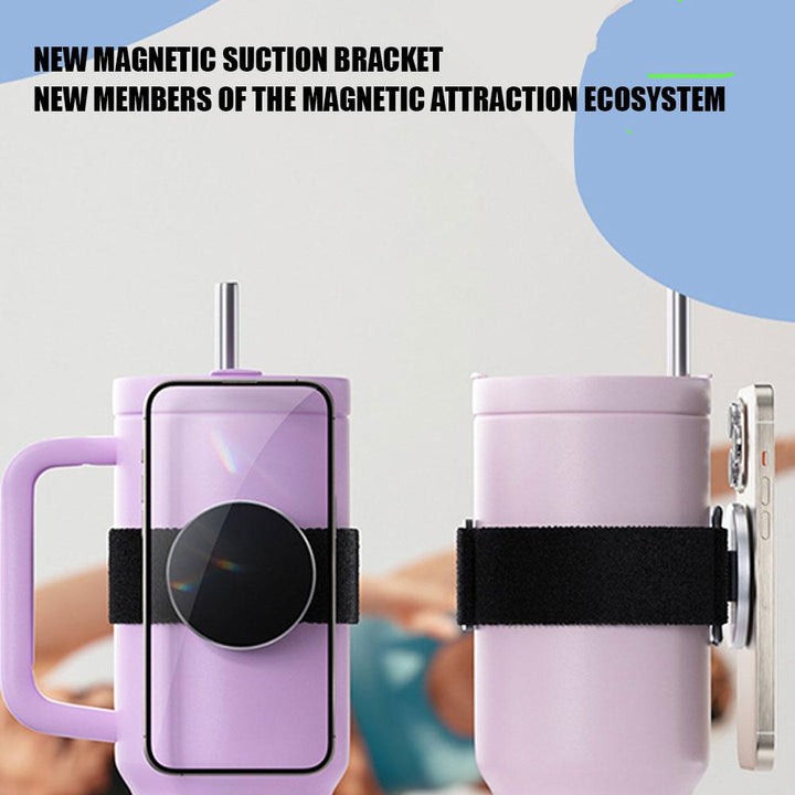 Premium Magnetic Mobile Phone Holder – Adjustable Strap for 70-100mm Water Cup, Strong Magnetic Attraction, Compatible with 