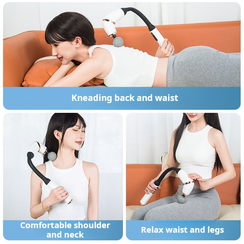 Premium Bent Handle Massage Gun for Deep Tissue Relief, Long Handle Electric Cervical Massager with Adjustable Speed & Modes 