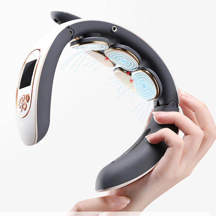 High-Quality 6-Head Cervical Massager with Electric Pulse, Intelligent Neck & Shoulder Massage, Portable Heated Neck 