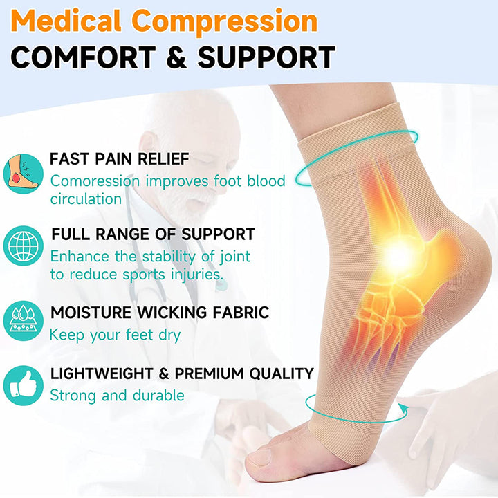 Premium Compression Plantar Fasciitis Socks for Women & Men - Arch & Ankle Support, Heel Pain Relief, Breathable Open Toe 