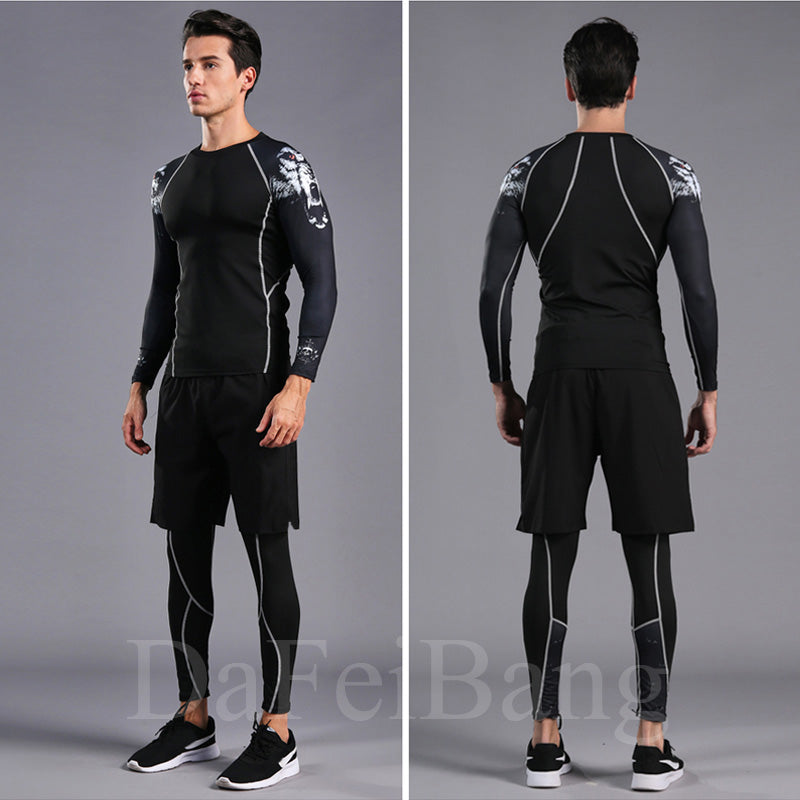 Premium Men’s Compression Sports Suit – Quick-Dry MMA Fitness Training Set, Jogging & Running Rashguard Sportswear