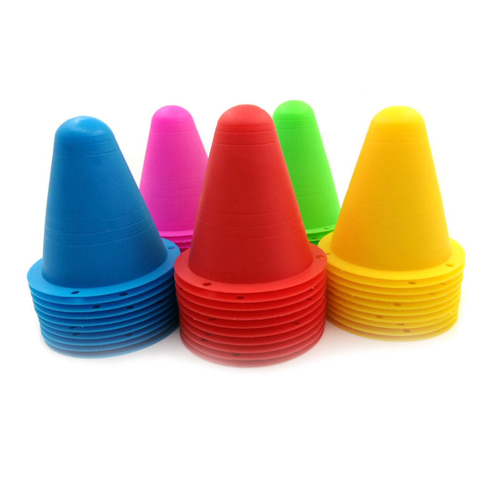 Premium Football Marking Cones – 10 Pcs Slalom Marker Set for Soccer & Roller Skating – Durable PE Material, 7.5cm Diameter,