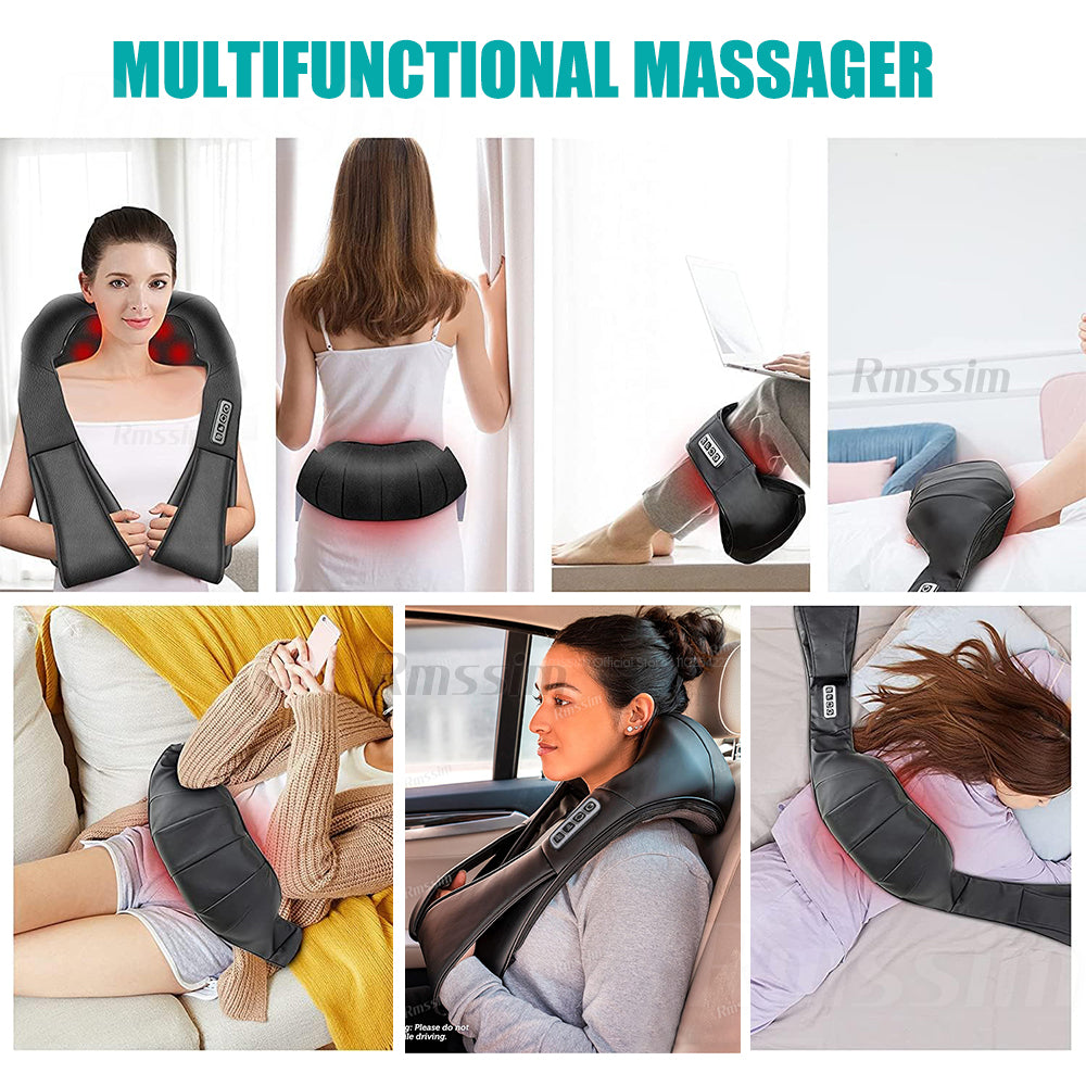 Luxury Shiatsu Neck, Back & Shoulder Massager with Heat, 4D Deep Kneading for Full Body Muscle Relief, Electric Massage 