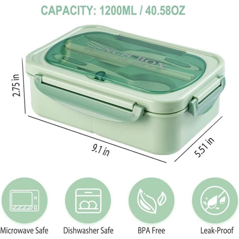 Premium Lunch Box with Tableware – Square Divided Bento Box for Office Workers, Leak-Proof, Microwave Safe, Ideal for Picnic 