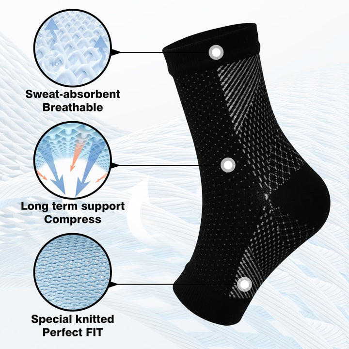 Premium Compression Plantar Fasciitis Socks for Women & Men - Arch & Ankle Support, Heel Pain Relief, Breathable Open Toe 