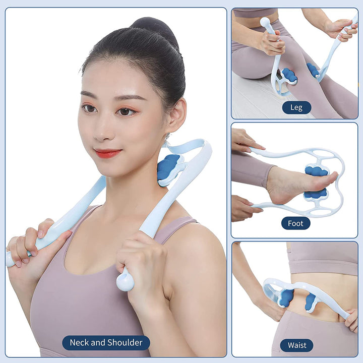 Premium Neck and Shoulder Massager with 6-Ball Trigger Point Roller, Deep Tissue Shiatsu Manual Self-Massage Tool for Muscle 