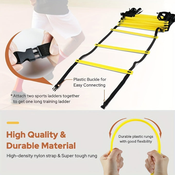 Premium Agility Ladder for Speed & Flexibility Training – Nylon Strap Jumping Ladder with Logo Disks – Soccer, Football, )