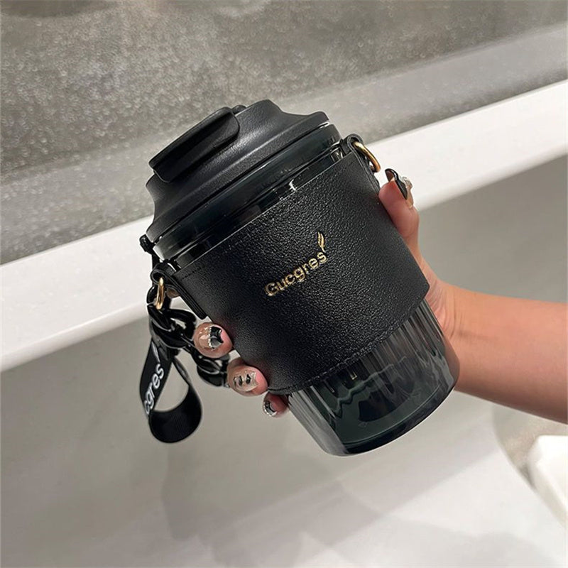 Premium Large Capacity Rhinestone-Encrusted Portable Water Cup – Luxury Direct Drink Coffee Cup with Elegant Chain – Stylish 