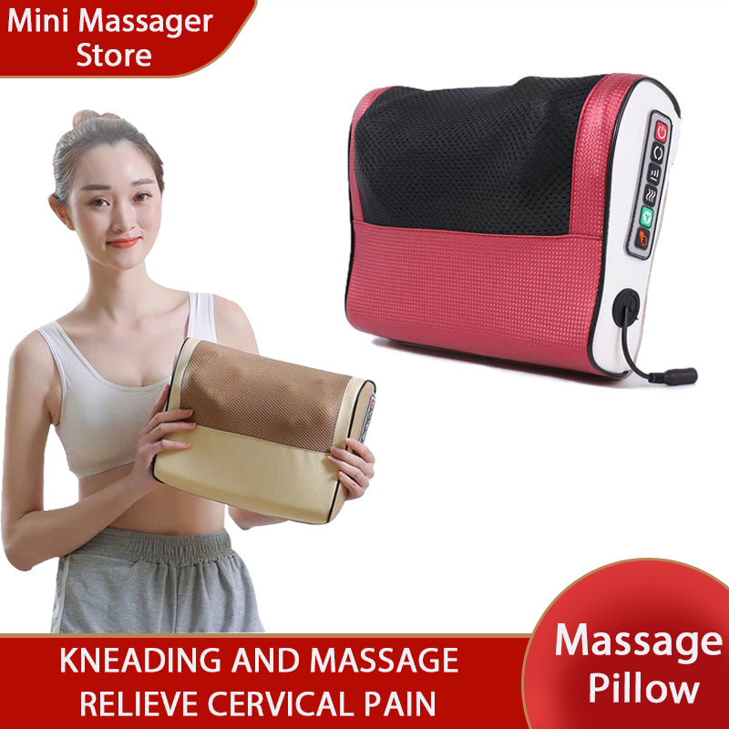 Luxury Heated Cervical Neck Massage Pillow with Deep Tissue Kneading, Vibration, and Electric Massage for Waist, Back & Legs 