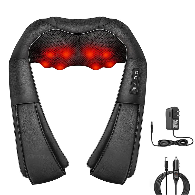 Luxury Shiatsu Neck, Back & Shoulder Massager with Heat, 4D Deep Kneading for Full Body Muscle Relief, Electric Massage 