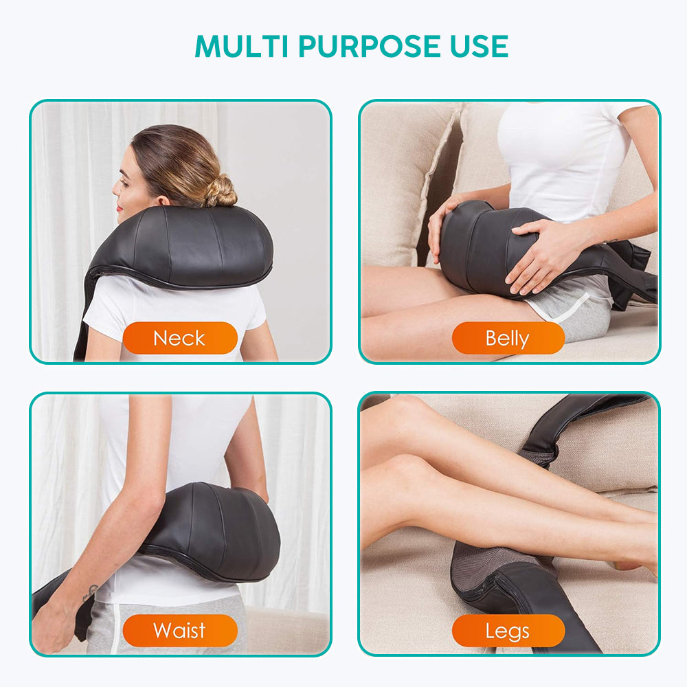 Luxury Shiatsu Neck, Back & Shoulder Massager with Heat, 4D Deep Kneading for Full Body Muscle Relief, Electric Massage 