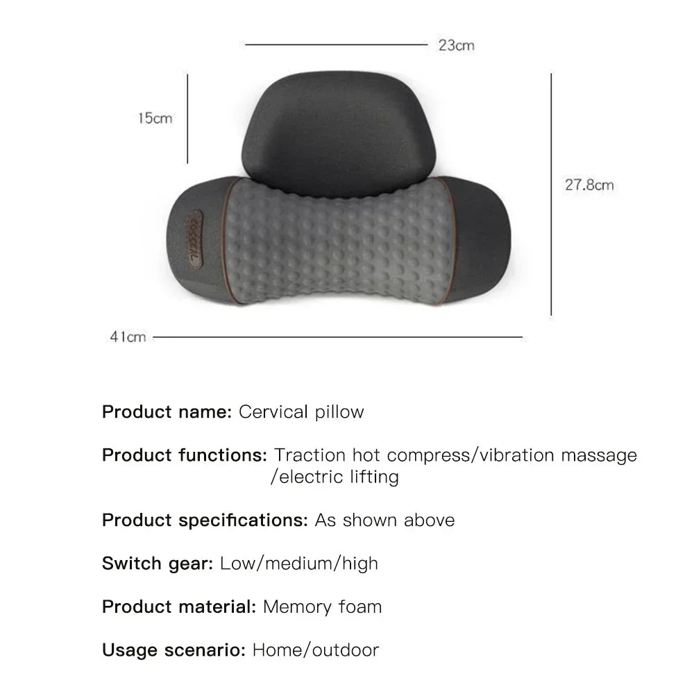 Premium Electric Neck Massager Pillow with Hot Compress & Vibration, Cervical Spine Support for Improved Sleep and Pain 