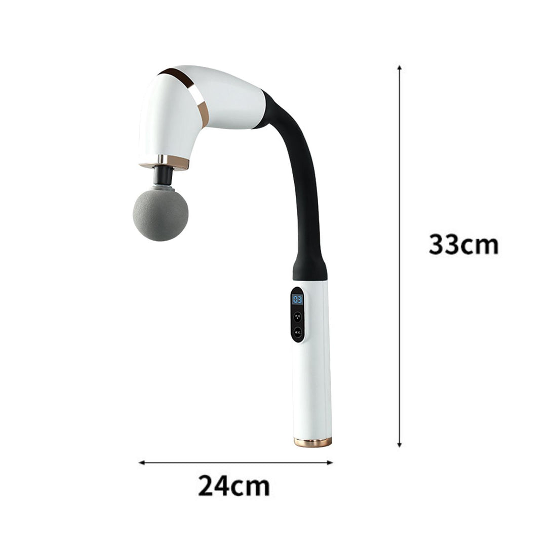 Premium Bent Handle Massage Gun for Deep Tissue Relief, Long Handle Electric Cervical Massager with Adjustable Speed & Modes 