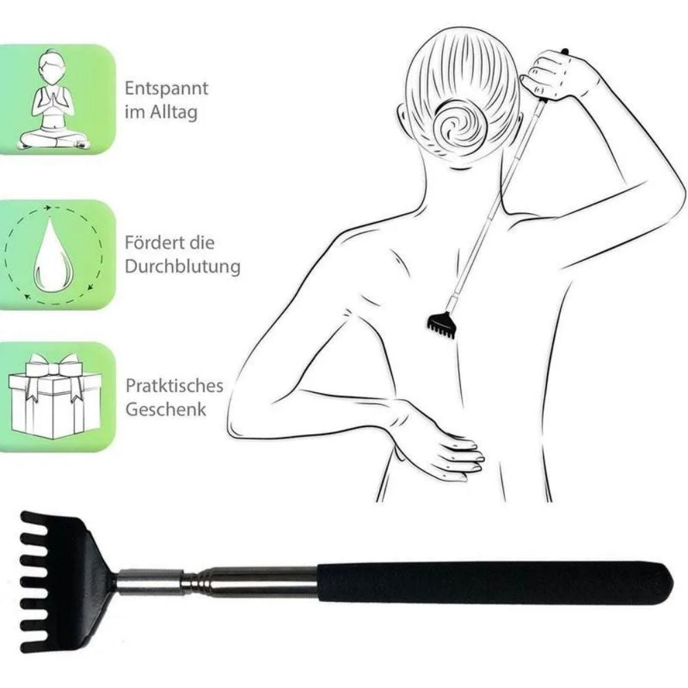 High Quality Telescopic Back Scratcher - Stainless Steel Extendable Back Massager Tool with Hand-Shaped End, Adjustable