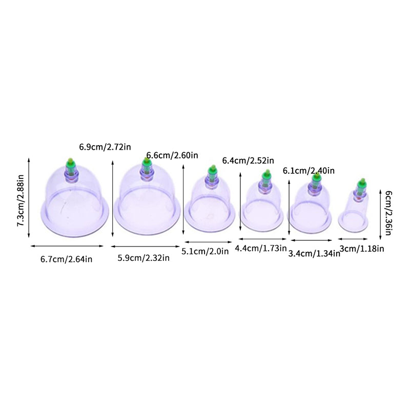 Premium Vacuum Cupping Therapy Set – 6, 12, or 24 Plastic Suction Cups for Massage, Relaxing Muscles, Pain Relief