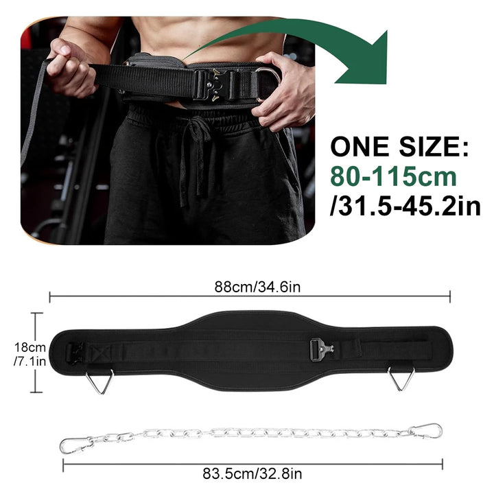 High Quality Sports Dip Belt with Steel Chain – Weight Lifting Belt for Men and Women, Supports Up to 260kg for Pull Ups, 