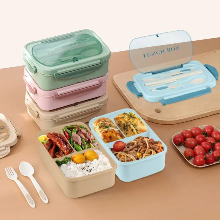 Premium Lunch Box with Tableware – Square Divided Bento Box for Office Workers, Leak-Proof, Microwave Safe, Ideal for Picnic 