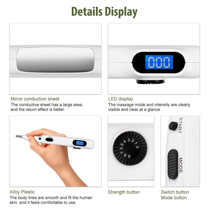 Premium USB Rechargeable Acupuncture Pen with TENS Meridian Energy, Full Body Muscle Stimulator & Intelligent Acupoint 