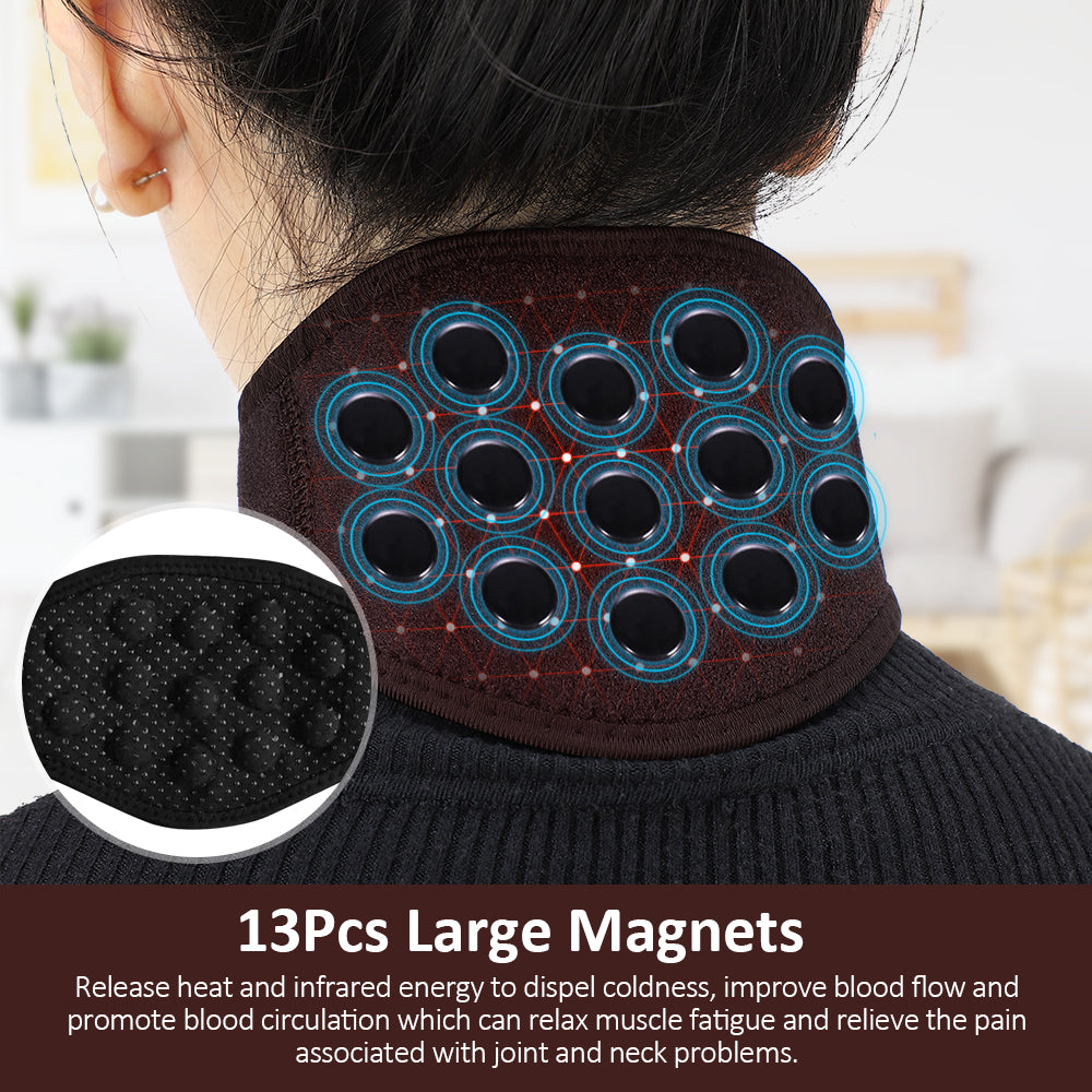 Premium Tourmaline Magnetic Neck Support Belt with Self-Heating & Infrared Therapy, Pain Relief Cervical Massager for Back & 