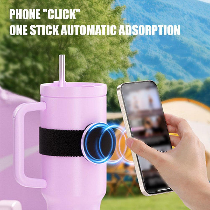 Premium Magnetic Mobile Phone Holder – Adjustable Strap for 70-100mm Water Cup, Strong Magnetic Attraction, Compatible with 