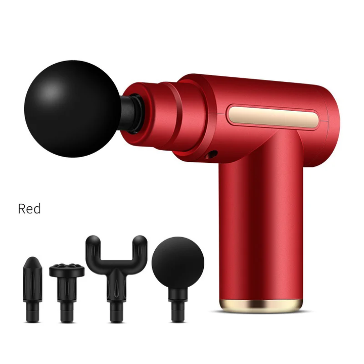 High-Quality Portable Massage Gun, 6-Speed Deep Tissue Percussion Massager with 4 Replaceable Heads, Rechargeable USB-Powered