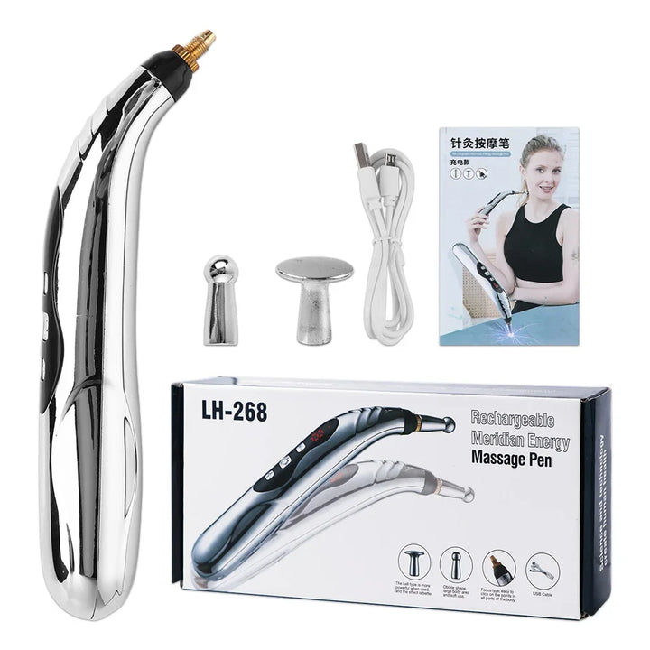 Premium USB Rechargeable Acupuncture Pen with TENS Meridian Energy, Full Body Muscle Stimulator & Intelligent Acupoint 