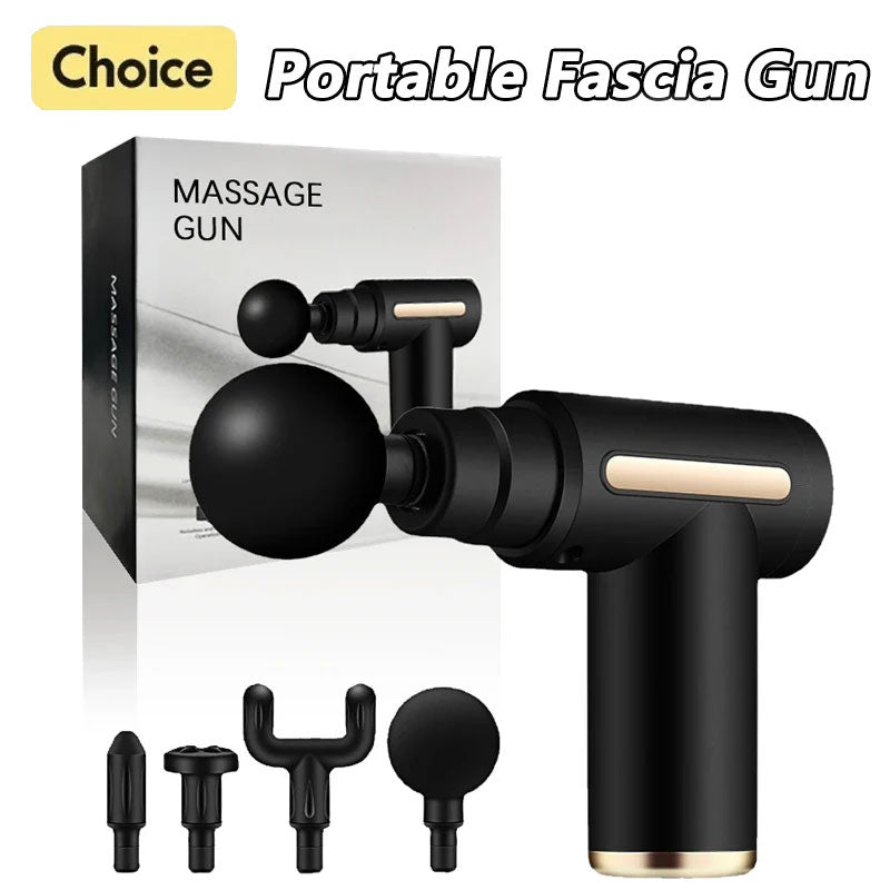 High-Quality Portable Massage Gun, 6-Speed Deep Tissue Percussion Massager with 4 Replaceable Heads, Rechargeable USB-Powered