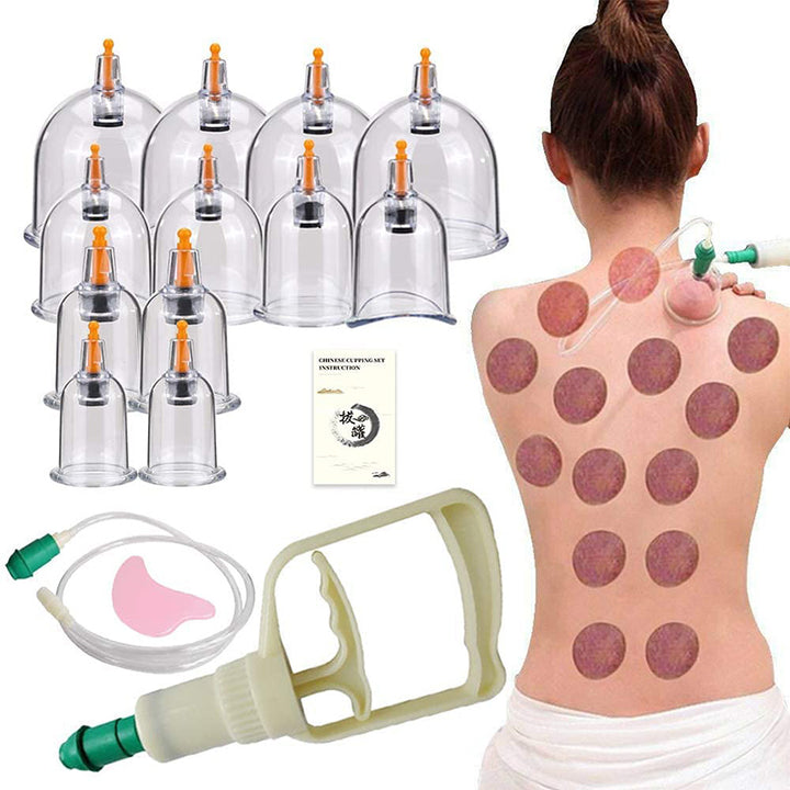 Premium Vacuum Cupping Therapy Set – 6, 12, or 24 Plastic Suction Cups for Massage, Relaxing Muscles, Pain Relief