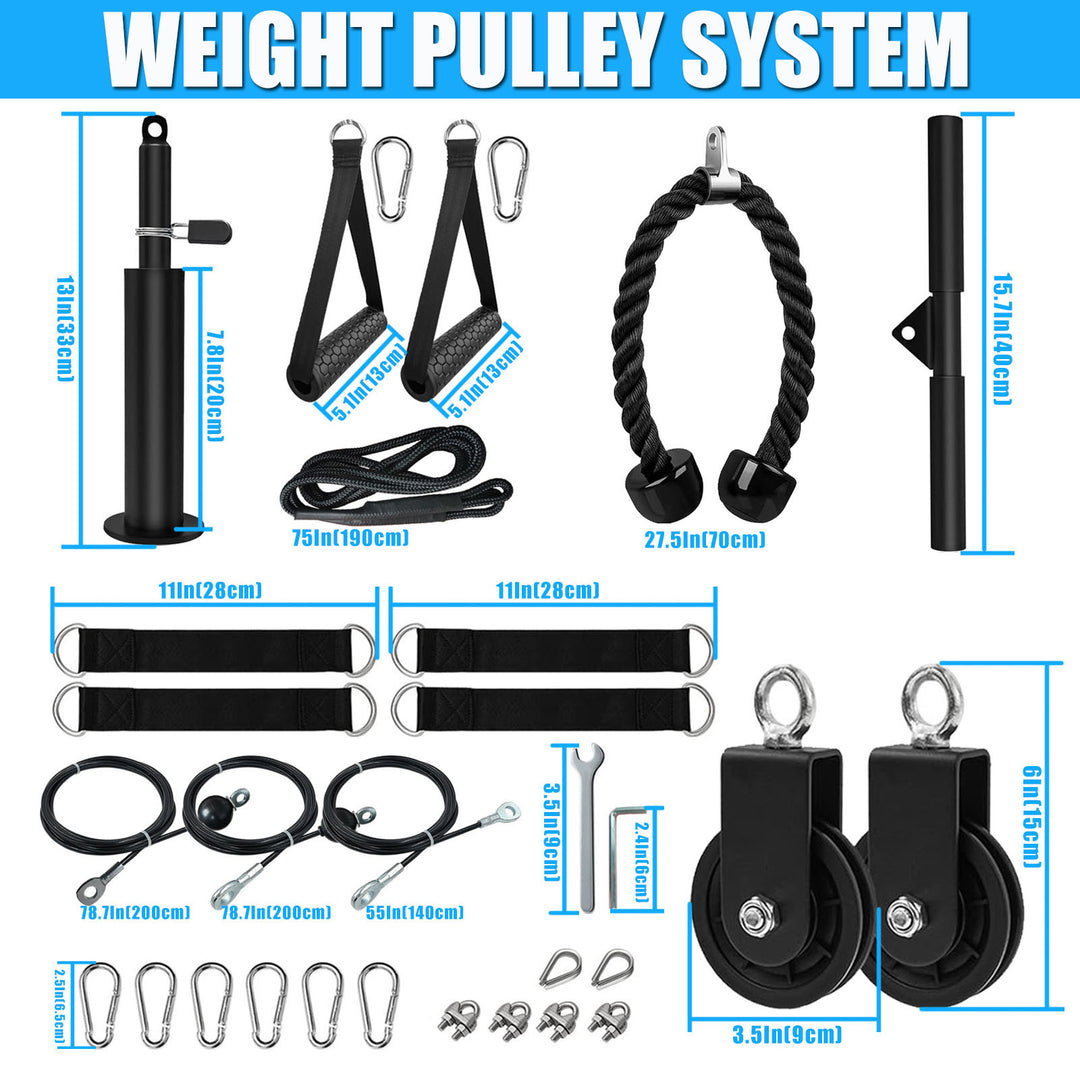 Premium DIY Fitness Pulley Cable Machine Set – Arm Biceps Triceps Strength Training Attachment for Home Gym Workout,