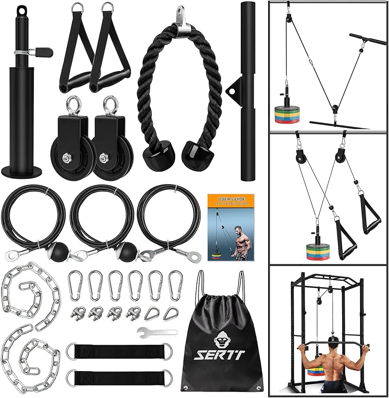 Premium DIY Fitness Pulley Cable Machine Set – Arm Biceps Triceps Strength Training Attachment for Home Gym Workout,